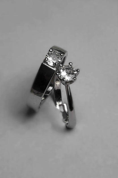Couple rings king and queen Alloy Crystal Sterling Silver - SayToLove