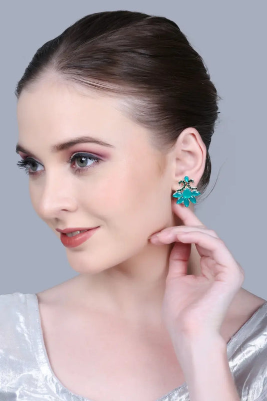 Women Silver-Plated Stone-Studded Earrings