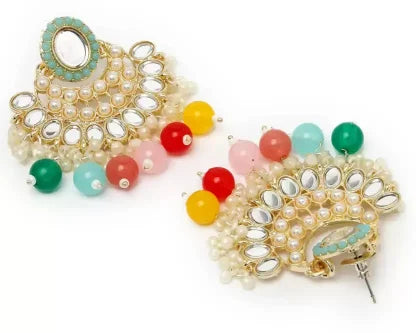 International Multi Mirror Stone-Studded Necklace & Earrings Set