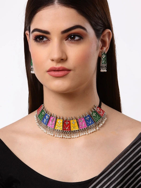 Multi Color Contemporary/Fashion Necklaces Set Choker [Multicolor Necklace(Meenakri)] |SayToLove