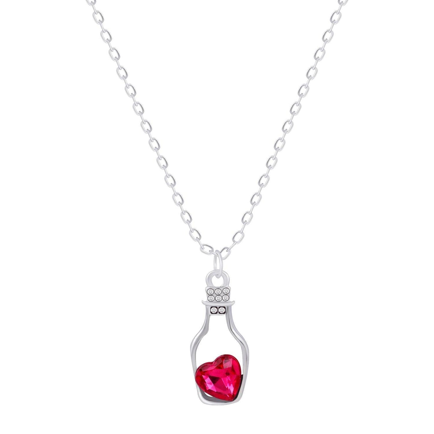 Love Heart Pink Crystal Diamond Stone Love Drift Bottle Pendant - SayToLove