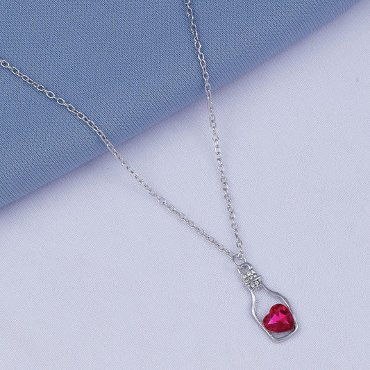 Love Heart Pink Crystal Diamond Stone Love Drift Bottle Pendant - SayToLove