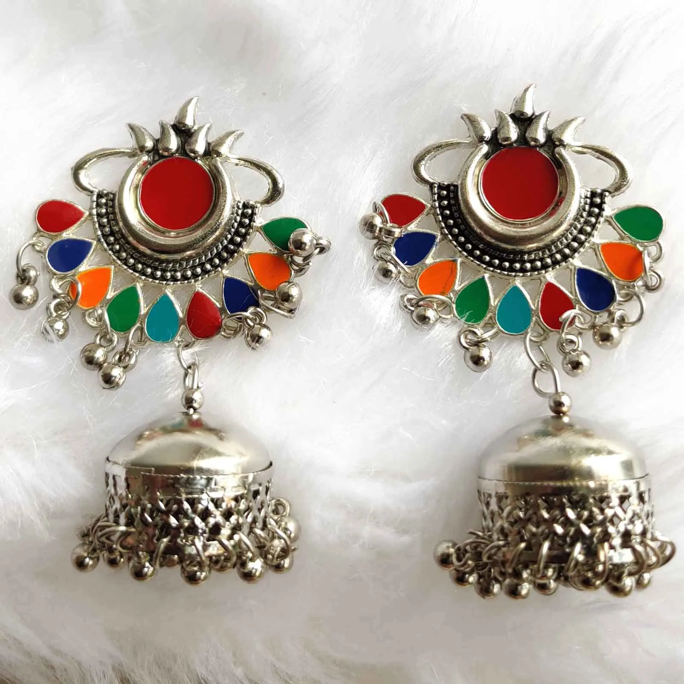 The Nature Motifs (Multicolour) - Oxidised Boho Earrings